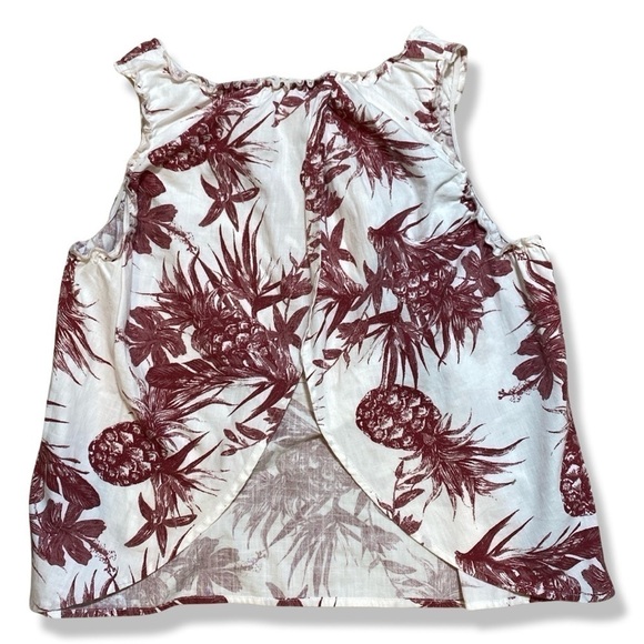 ⭐️A.N.A Cropped Sleeveless Pineapple Tropical Print Cotton Top Open Back - Picture 2 of 7
